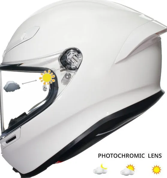 AGV K6 Full Face Helmet Gloss White Photochromic Lens Included