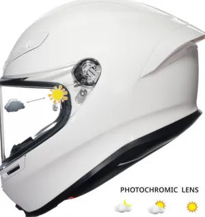 AGV K6 Full Face Helmet Gloss White Photochromic Lens Included