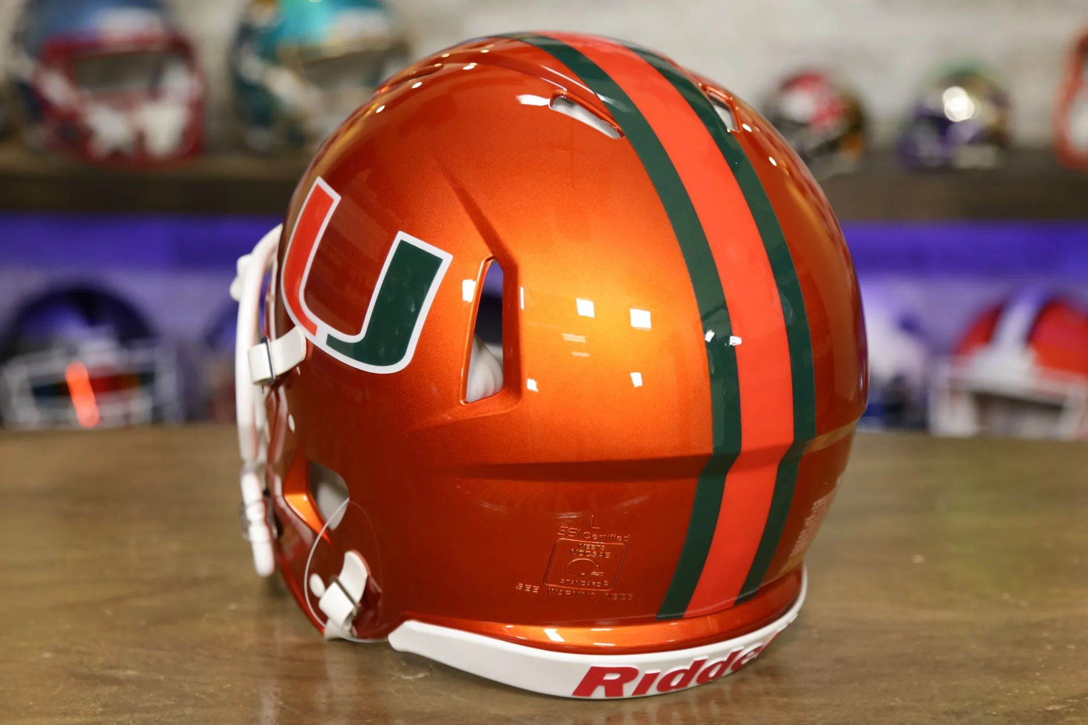 Miami Hurricanes Riddell Speed Authentic Helmet - Flash