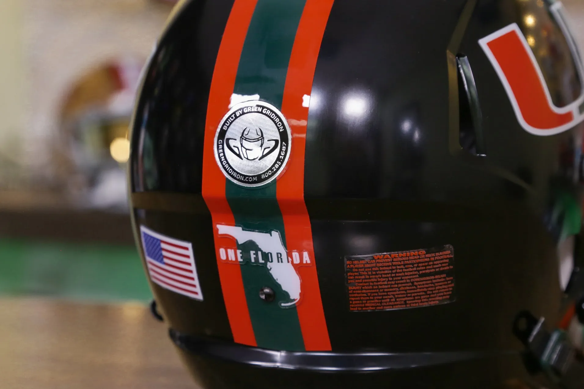 Miami Hurricanes Riddell Speed Display Helmet - GG Edition 00381