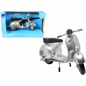 New Ray 1/12 Diecast Model Vespa Motorcycle - 150 GS Silver Metallic Rubber Tires