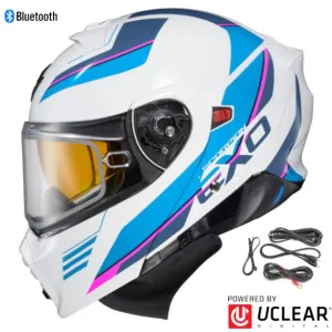Scorpion EXO-GT-930 Bluetooth Snow Helmet Modulus White Blue Electric Shield