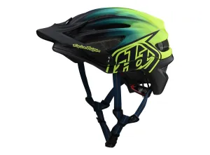 Troy Lee Designs A2 MIPS MTB Helmet - STAIN'D - Navy-Yellow - 2020