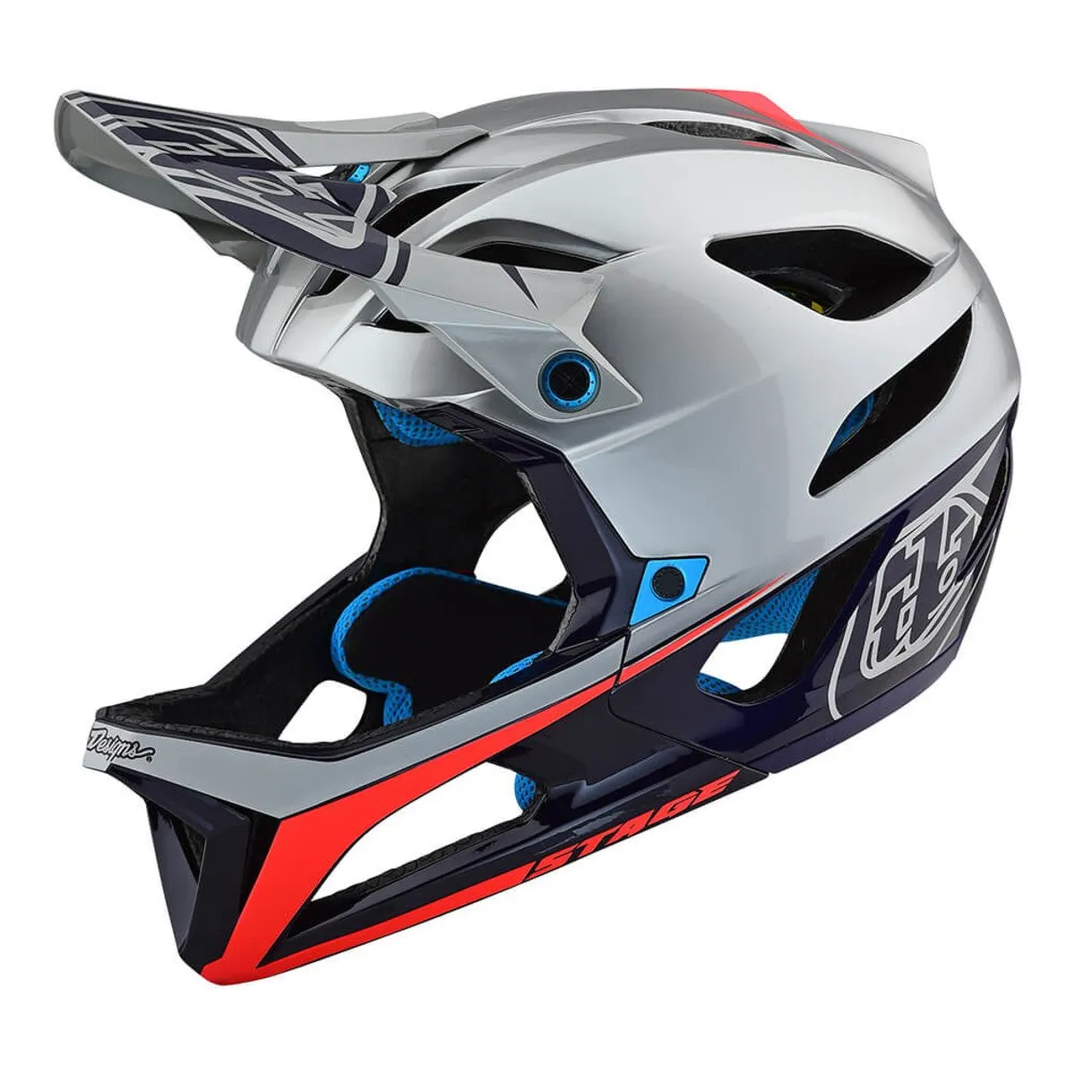 Troy Lee Designs Stage MIPS Enduro Full Face Helmet - Race - Silver-Navy
