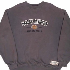 VINTAGE HARLEY DAVIDSON MOTORCYCLE 1990S DARK GREY SWEATSHIRT 2XL
