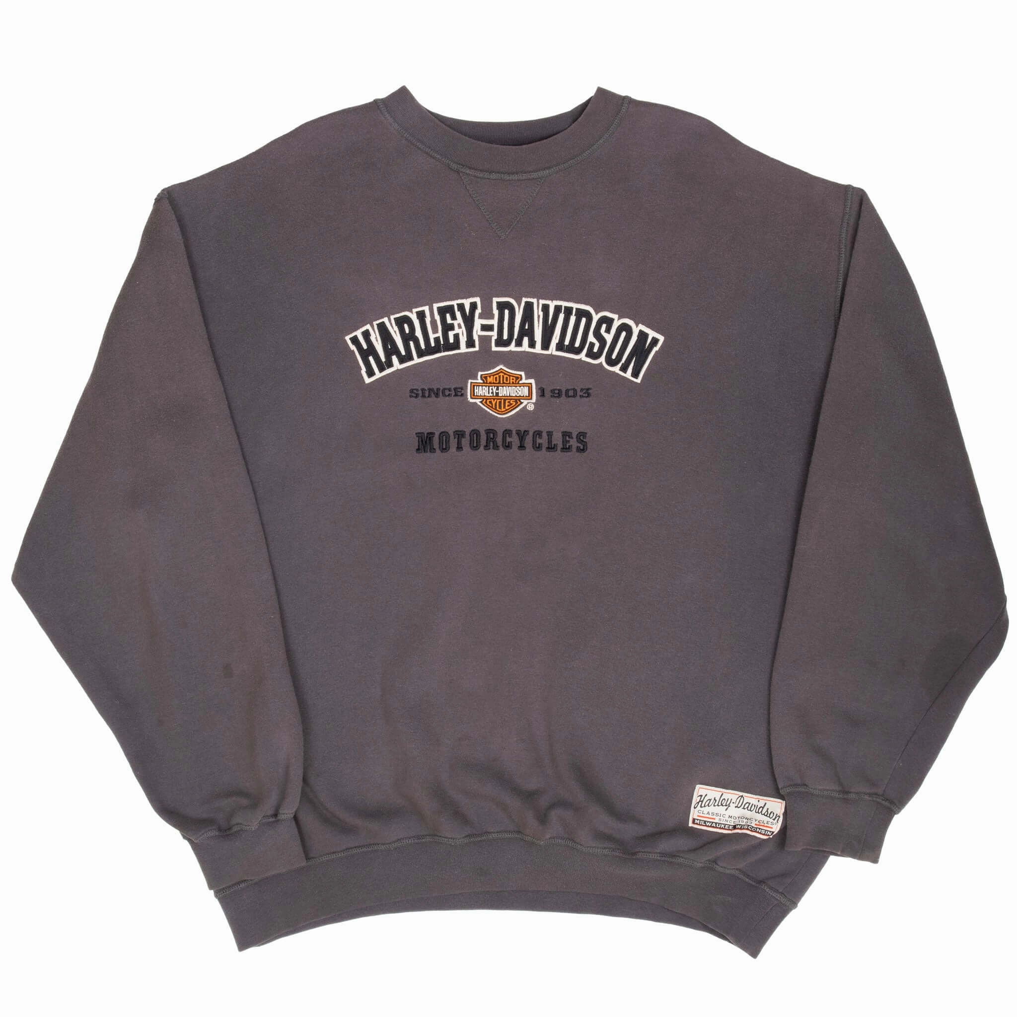 VINTAGE HARLEY DAVIDSON MOTORCYCLE 1990S DARK GREY SWEATSHIRT 2XL