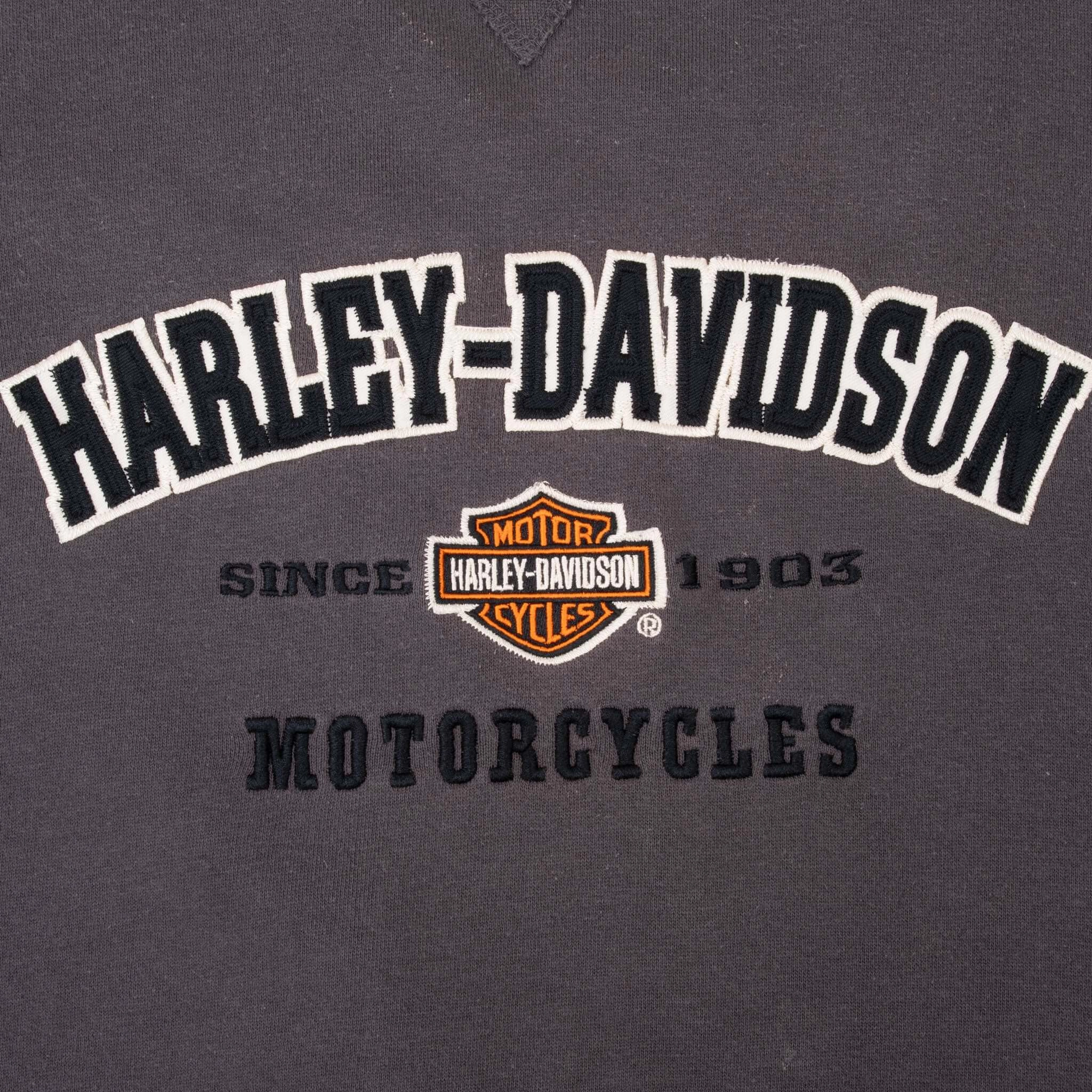VINTAGE HARLEY DAVIDSON MOTORCYCLE 1990S DARK GREY SWEATSHIRT 2XL
